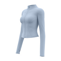Veste de sport décontractée de haut de yoga de fitness amincissante respirante à haute élasticité avec col montant