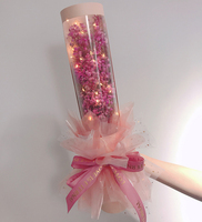 Boîte à fleurs pour savon papier kraft PVC fenêtre transparente boîte-cadeau ronde pour fleurs de savon rose