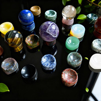 Support de sphère en pierre naturelle polie, base de boule de cristal de guérison, support de sphère pour décoration
