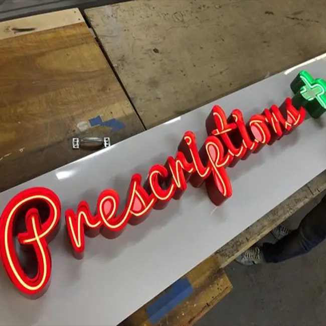 Lettres lumineuses 3D en métal personnalisées avec enseigne au néon vintage à LED pour logo de signalisation intérieure et extérieure à néon