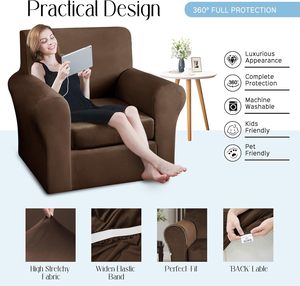 MeiMeileo Juego <span class=keywords><strong>de</strong></span> 2 <span class=keywords><strong>Fundas</strong></span> Lavables <span class=keywords><strong>para</strong></span> Sillón y Sofá, Transpirables, Antipolvo, Elásticas, con <span class=keywords><strong>Fundas</strong></span> Separadas <span class=keywords><strong>para</strong></span> Cojines (Oscuro) - Product Image 6