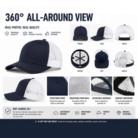 Gorra Trucker Premium para Niños con Detalle de Cuerda, Color Azul Marino y Malla Blanca en la Parte Trasera, para Equipos Escolares y Deportivos Juveniles