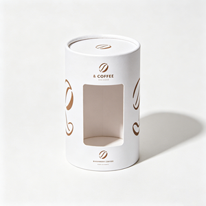 Boîte en carton cylindrique portable pour grains de café avec fenêtre découpée, tube en carton premium, design de marque personnalisé - Product Image 3