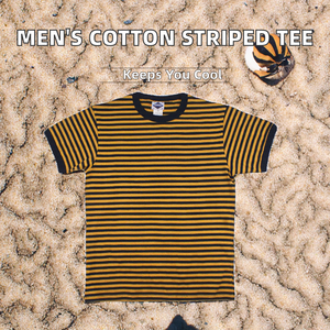 T-shirt décontracté d'été pour homme OKONKWO 100 % coton, col rond, coupe classique, manches courtes, 280g, anti-rétrécissement, respirant, bleu marine intense - Product Image 2
