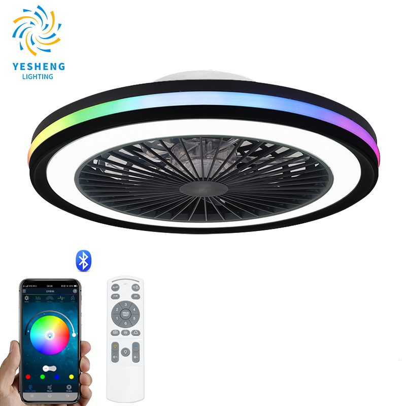 Smart RGB Ceiling Fan with Light 30W 3000K-6000K 6 Speed Levels Remote for Room Office Ceiling Fan Light