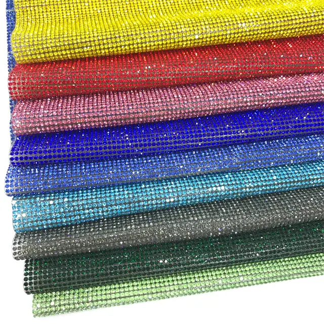 ST002 wholesale shining hotfix 2mm crystal rhinestone mesh sheet for decoration