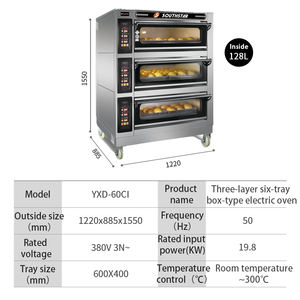 Hochwertige 3 Decks 6 Tabletts Lebensmittel Brot maschine Bäckerei Elektro ofen Pizza Ausrüstung Backofen Preis - Product Image 2