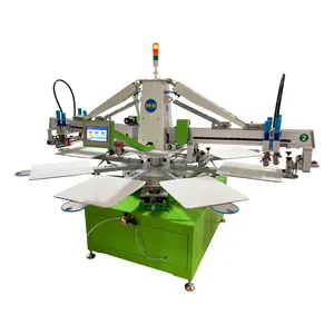Automatische 2-Farben-8-Stationen-Siebdruckmaschine mit Flash-Trockner für Stoff-T-Shirt