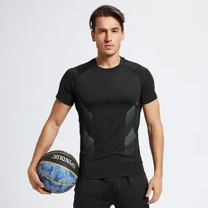 Летняя одежда для фитнеса ANSZKTN, быстросохнущая дышащая мужская Спортивная футболка для бега, баскетбола, тренировок, эластичные колготки, Короткие