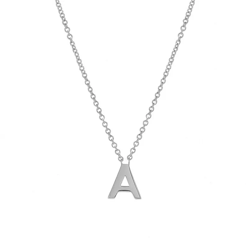 Milskye wholesale minimalist 14K gold plated 925 sterling silver Initial letter A pendant necklace
