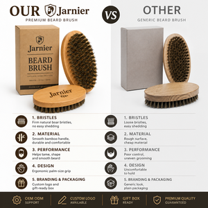 Spazzola per Capelli con Setole di Cinghiale Morbide, Curva a 360°, con Logo Personalizzato, in Legno di Bambù, Spazzola per <span class=keywords><strong>Barba</strong></span> con Setole Vegane, Piccola Spazzola da Rasatura per Uomo - Product Image 5