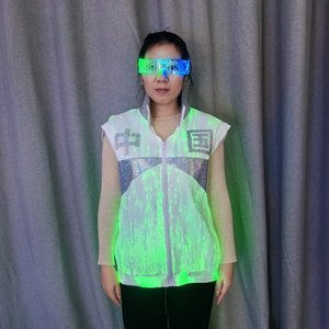 Barra de tela luminosa de fibra óptica de alta densidad, accesorio de Ambiente de <span class=keywords><strong>licor</strong></span> KTV, chaleco luminoso LED para personal masculino y femenino - Product Image 3