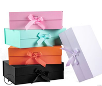 Logo personnalisé, emballage en carton rigide, pliable et pliable, noir mat, boîtes d'emballage cadeau, 50 unités
