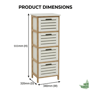 <span class=keywords><strong>Cajonera</strong></span> de Almacenamiento de 4 Cajones con Ventilación <span class=keywords><strong>y</strong></span> Cajones Extraíbles, Mueble Organizador Estrecho Independiente para Baño, Entrada o Dormitorio - Product Image 2