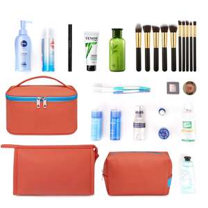 Trousse de maquillage en fil vintage à fermeture éclair étanche grande capacité sacs de rangement cosmétiques pochette de voyage en polyester pour sac - Product Image 4