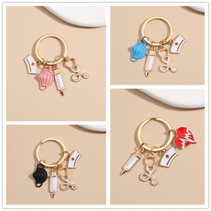 พวงกุญแจแจ้งเตือนทางการแพทย์รุ่นปี300,หน้ากากหมวกพยาบาลแพทย์เข็มฉีดยาเข็มฉีดยาหัวใจหูฟังแบบห้อยพวงกุญแจ - Product Image 2