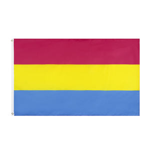 Prêt à expédier 3X5FT 100% Polyester Chine fournisseur promotionnel <span class=keywords><strong>LGBT</strong></span> drapeau pansexuel - Product Image 1