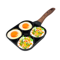 Poêle à frire à fond plat pour petit-déjeuner, idéale pour les œufs et les hamburgers, en aluminium, avec 4 trous, pour la cuisson – Offre Spéciale