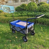 Carro Plegable de Acero de Cuatro Ruedas Reforzado OEM con Asa Extensible para Camping y Compras