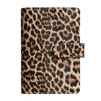 Carnet à spirales A6 à imprimé léopard avec fermoir magnétique, logo personnalisé en relief pour agenda de poche, journal de voyage, coffret cadeau