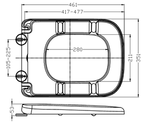 Bagno duroplast piazza urea sedile del water materiale dururoplast e sedile del water quadrato con cerniera morbida - Product Image 6