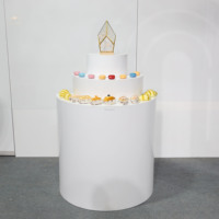 Décoration de fête pour événements de mariage Support à gâteau demi-rond en acrylique blanc Socle de table Présentoir à desserts