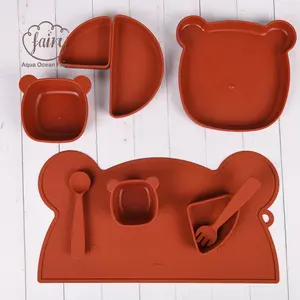 Portable Silicone Baby Placemat Non Slip Animal Shape Eating Mats Travel Food Catching Silicone Placemat