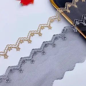 Net yarn embroidery gold silver thread stars water-soluble embroidery jewelry accessories lace trim 6.7cm width