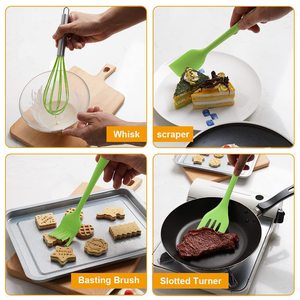 Juego de 5 utensilios de silicona resistentes para hornear con batidor manual de huevos y espátula ranurada para repostería y cocina versátil - Product Image 4