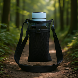 Botella de purificación de agua para exteriores con bolsa para teléfono para uso activo, color negro - Product Image 2