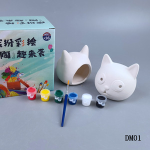 Hucha de cerámica DIY con grafiti, adornos de unicornio de arcilla de <span class=keywords><strong>plastilina</strong></span> de 12 Colores, pintura en blanco Lisa para niños - Product Image 1