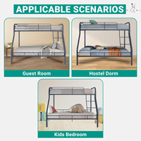 Lits superposés en acier avec escalier, double sur grand lit, pour enfants, design de sécurité à faible hauteur avec barrières de sécurité, faciles à monter, pour appartements et petits espaces