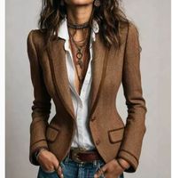 Veste de costume européenne et américaine, coupe ajustée pour femmes, manteaux de costume
