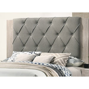 DB Contemporary, 1 pieza, cama tamaño Queen color crema, cabecero de diseño gris con mechones, muebles de dormitorio modernos, 1 pieza, marco de cama hecho de madera de caucho - Product Image 5