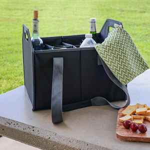 Sac de transport pliable pour 12 bouteilles de vin, avec séparateurs pour verres à champagne et bière, idéal pour pique-nique - Product Image 2