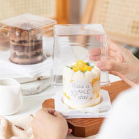 Vente en gros Boîte d'emballage pour gâteau dessert de 2 pouces Boîtes en plastique jetables transparentes pour gâteau en mousse feuilletée à mille couches