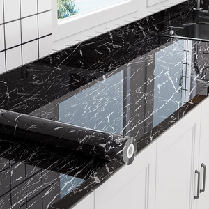 Rollo de película de vinilo de granito, papel tapiz decorativo de mármol autoadhesivo impermeable de Pvc, diseño moderno negro extraíble <span class=keywords><strong>para</strong></span> <span class=keywords><strong>Baño</strong></span> - Product Image 2