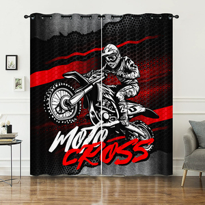 Cortinas Modernas de Poliéster 100% con Aislamiento Térmico y Estampado de Motocicleta Impreso en 3D, Personalizables, 120g, Opacas para Dormitorio, Sala de Estar - Product Image 3