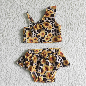 Maillot de bain pour bébés filles, sans manches, imprimé étoile de mer, à carreaux, à volants, bikini d'été pour bébés filles - Product Image 5