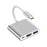Adaptateur Hub USB-C Multi-Ports 4K 3-en-1 : Câble USB-C vers HDTV + USB 3.0