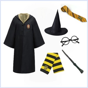 Tovenaarsgewaad met stropdas Unisex tovenaarskostuum met capuchon Uniform Magische heksenrokkap Mantel Cape voor Halloween Cosplay-kostuum - Product Image 4