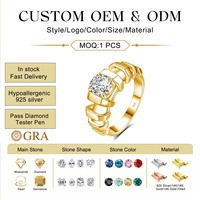 Bague en argent sterling 925 avec moissanite anti-ternissement pour femme, vente en gros, OEM, ODM, échantillon personnalisé disponible