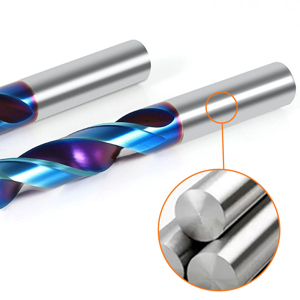 HANDERK Hrc65 Metal Drill Bits 2 Flute Tungsten Twist Carbide Drill Bit ...