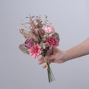 ช่อดอกกุหลาบประดิษฐ์ CallaFloral สีชมพู ทำจากพลาสติกและผ้าทอ สำหรับตกแต่งงานแต่งงานและบ้าน CF01393 - Product Image 1