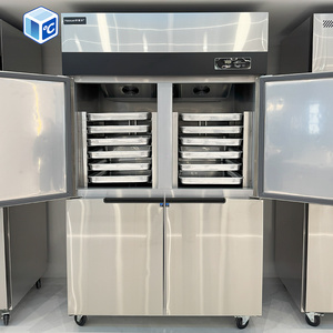 Réfrigérateur commercial vertical à quatre portes en acier inoxydable pour cuisine, avec refroidissement par air et tiroirs de rangement, modèle B - Product Image 3