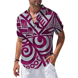 Polynesische Elei Tribal Design Custom Party Bruiloft Verjaardagscadeau Persoonlijkheid Mode Man Shirt Met Korte Mouwen