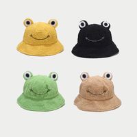 Nouveau Chapeau Bob d'Hiver Brodé Grenouille avec Cordon Réglable, Chapeau de Pêcheur Panama Chaud pour l'Extérieur