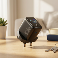 Adaptateur secteur USB C GaN 45W avec écran intelligent IA, certification multi-ports PD QC, chargeur Type C avec prises US, UK, EU, facile à transporter