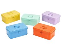 Boîte à outils en fer galvanisé coloré avec serrure et poignée pour cadeau promotionnel et organisation de bureau