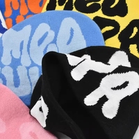 Gorros de Punto Acrílicos Personalizados al por Mayor con Logotipo, Estilo Y2K, para Invierno, sin Puño, con Diseño de Calavera, Gorros Jacquard Impresos Personalizados